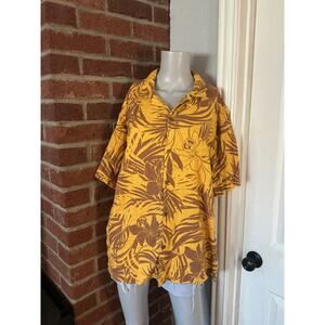 Oversized Tropical Button Up Shirt • Hawaiian Style • Beachy Vacation Shirt XL